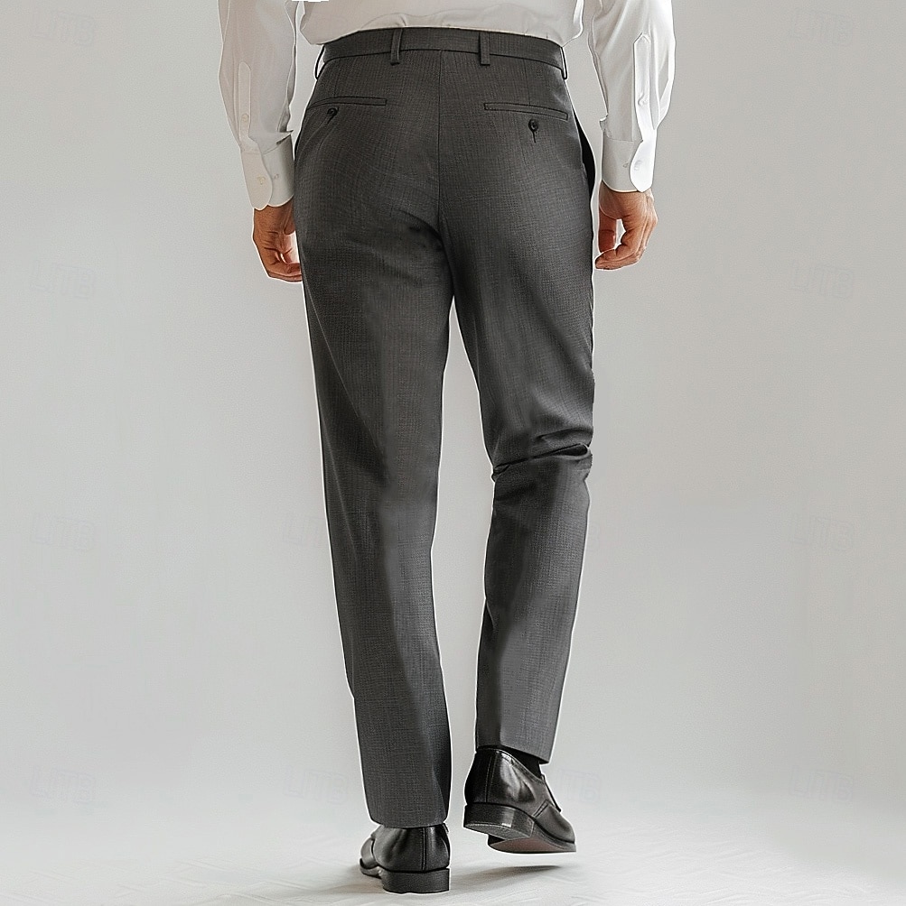 Men's Dress Pants Solid Color Wearable No-Iron Full Length Formal Wedding Party Elegant Fashion Black Grey Micro-elastic 2026 - $56.99 –P2