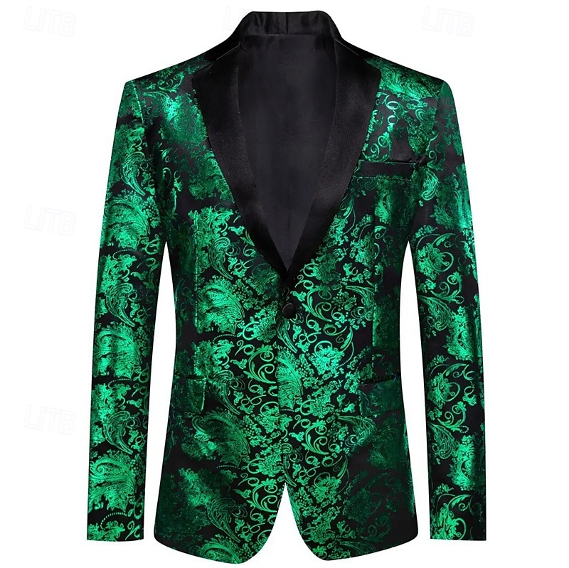 Men's Blazer Business Cocktail Party Wedding Party Party Spring &  Fall Polyester Bronzing Buttons Pocket Comfortable Single Breasted Blazer Red Blue Purple Gold 2025 - $57.99 –P2