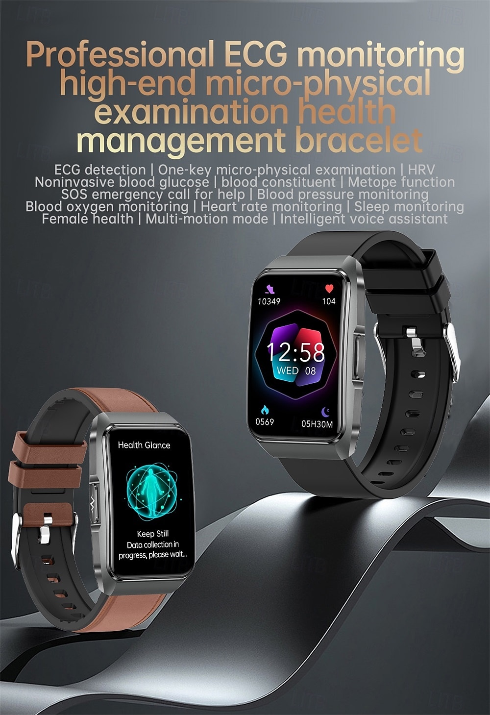 696 ET650 Smart Watch 1.57 inch Smart Band Fitness Bracelet Bluetooth ECG+PPG Pedometer Call Reminder Compatible with Android iOS Women Men Hands-Free Calls Message Reminder IPX-0 27.5mm Watch Case 2025 - $64.99 –P1