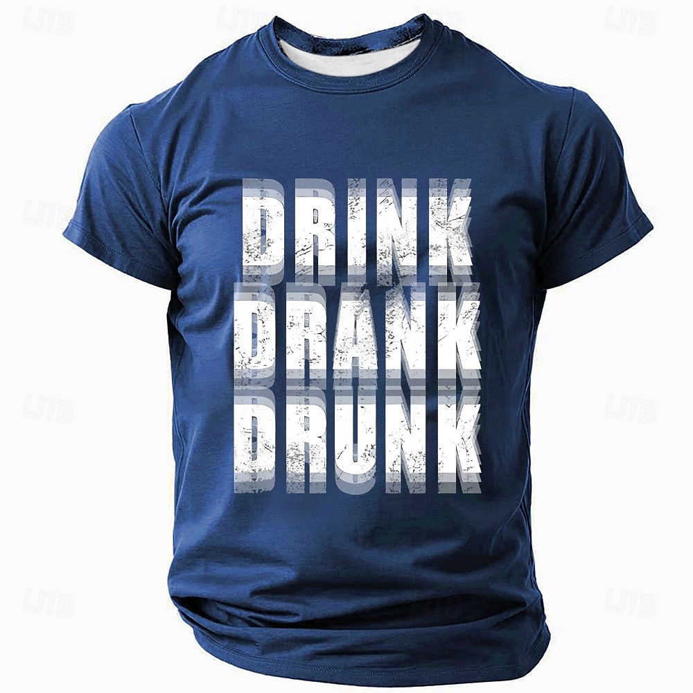 Maglietta da Uomo Grafica Divertente 'Drink Drank Drunk' Stile di Vita Alcolico a Maniche Corte del 2026 a $19.49 –P2