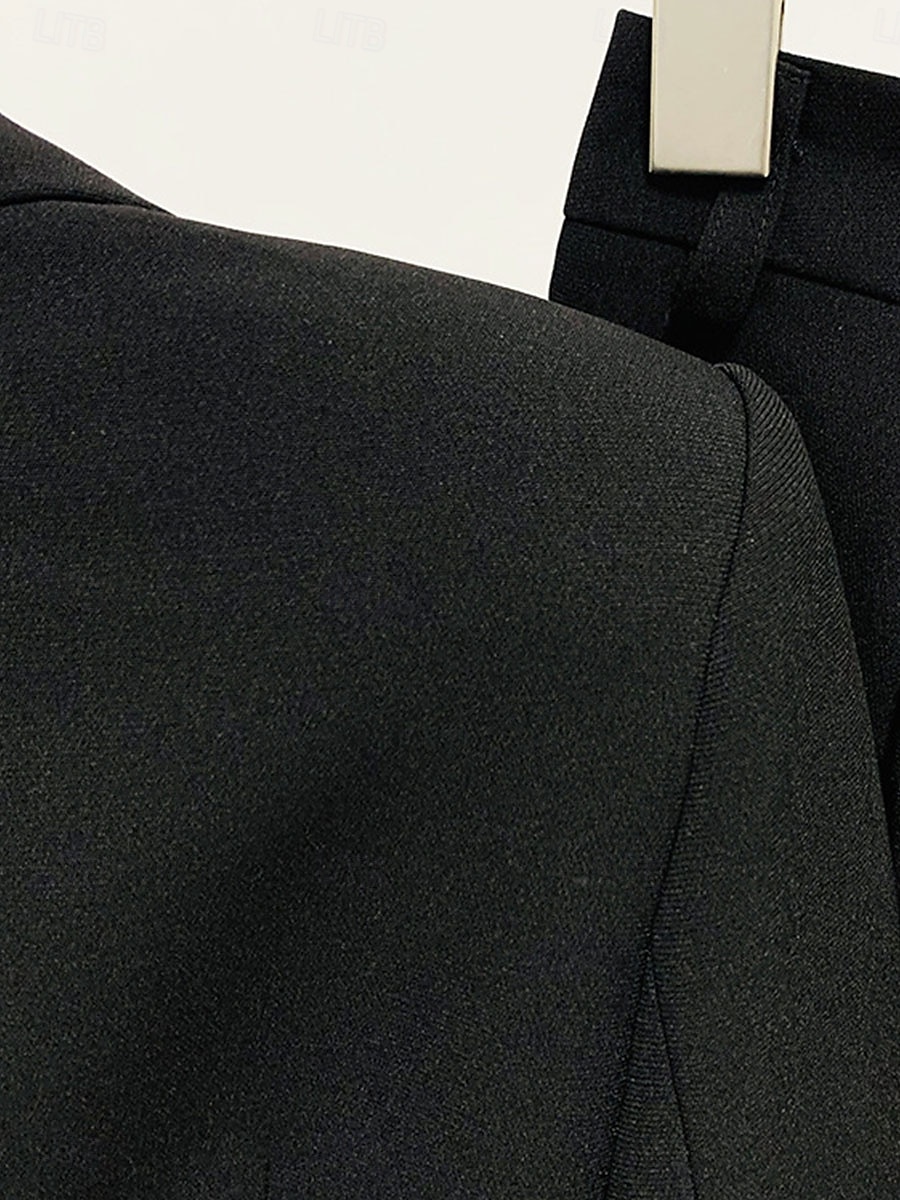 Pantalonpak Moeder van de Bruid Elegante Simpele Overhemdkraag Vloerlengte Katoenmix Lange Mouw met Effen Kleur 2025 - $139.99 –P15