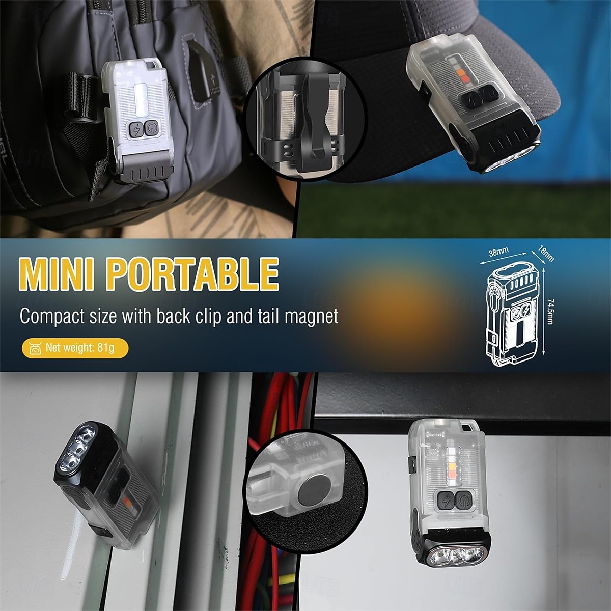 פנס edc קטן חזק edc עם אור אדום לבן חם, בהיר 1200lm usb c נטען 10 מצבים אור פלאש מחזיק מפתחות מיני כיס עם קליפ ip67 עמיד למים 2025 - $39.99 –P3