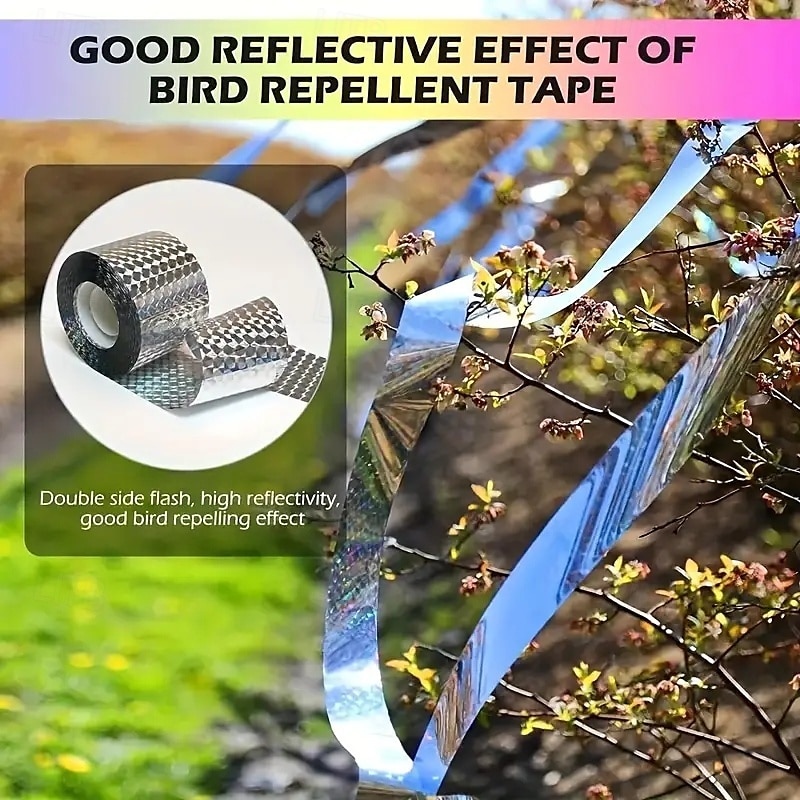 2-Pack With Double-sided Reflective Ribbon Suitable for Orchards and Vegetable Gardens Bird-proof Ribbon Outdoor Safe and Easy-to-use Bird-proof Solution 2025 - $15.49 –P4