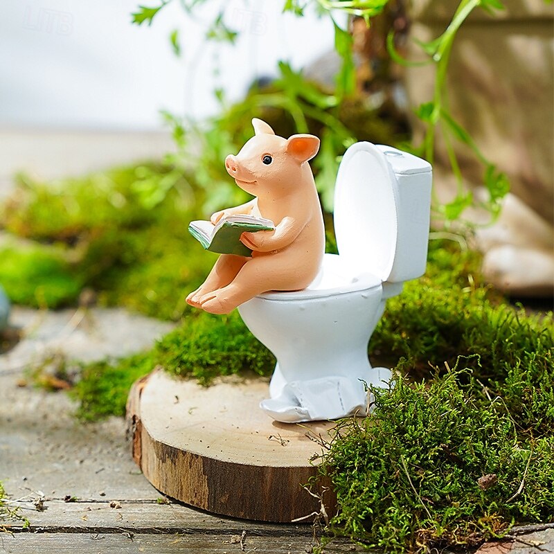 statua animale in miniatura a forma di maiale, decorazione da giardino in resina impermeabile dipinta a mano, piccola statuetta di maiale per casa, cortile, patio, bonsai, ornamento animale in del 2025 a $7.49 –P1