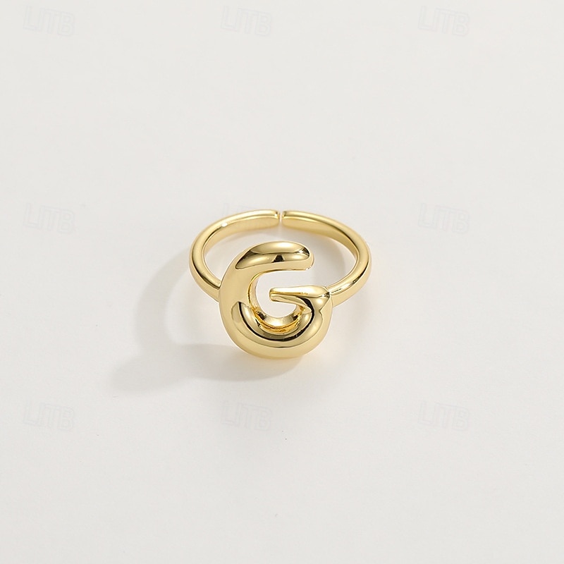 anello con lettera personalizzata, regalo per la mamma, anello con alfabeto regolabile placcato oro 18k, finitura liscia, anello iniziale a fascia aperta, gioielli eleganti per le donne del 2025 a $4.99 –P12