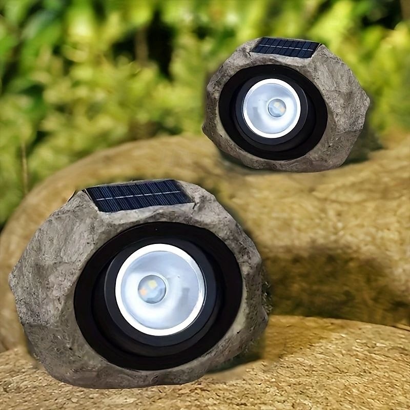 led solenergi utomhusljus spotlights bärbar vattentät led varmvit/vit spotlight landskapssimulering stenljus för trottoar innergård gräsmatta belysning 1st 2025 - $50.99 –P5