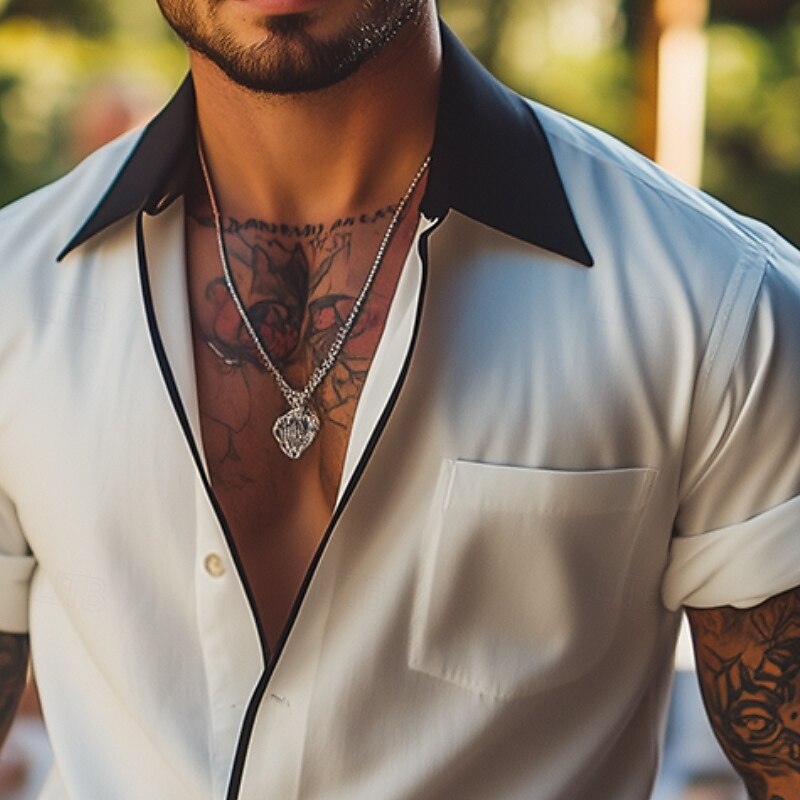 Herren Hemd Sommerhemd Freizeithemd Knopfhemd Weiß Kurzarm Einfach Kragen Urlaub Täglich Bekleidung Mode Lässig Bequem 2025 - $23.99 –P3