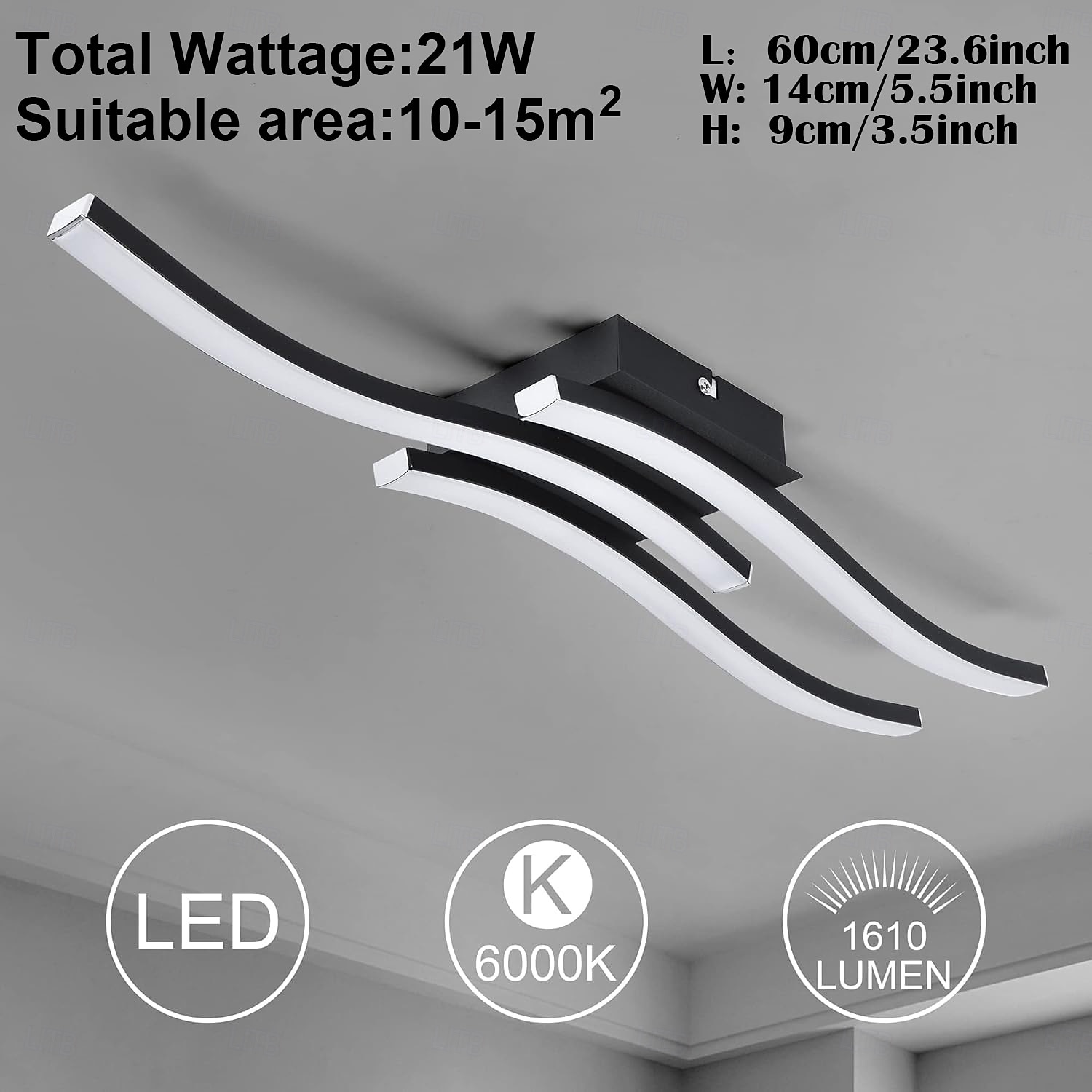 2025年 モダンな調光可能な LED シーリングライト カーブ 2 ヘッド 15W 3 ヘッド 20W 4 ヘッド 24W ミニマリスト埋め込み式シーリングライト器具 廊下、勉強部屋、寝室、キッチンに最適  コレクション – $66.59 –P3