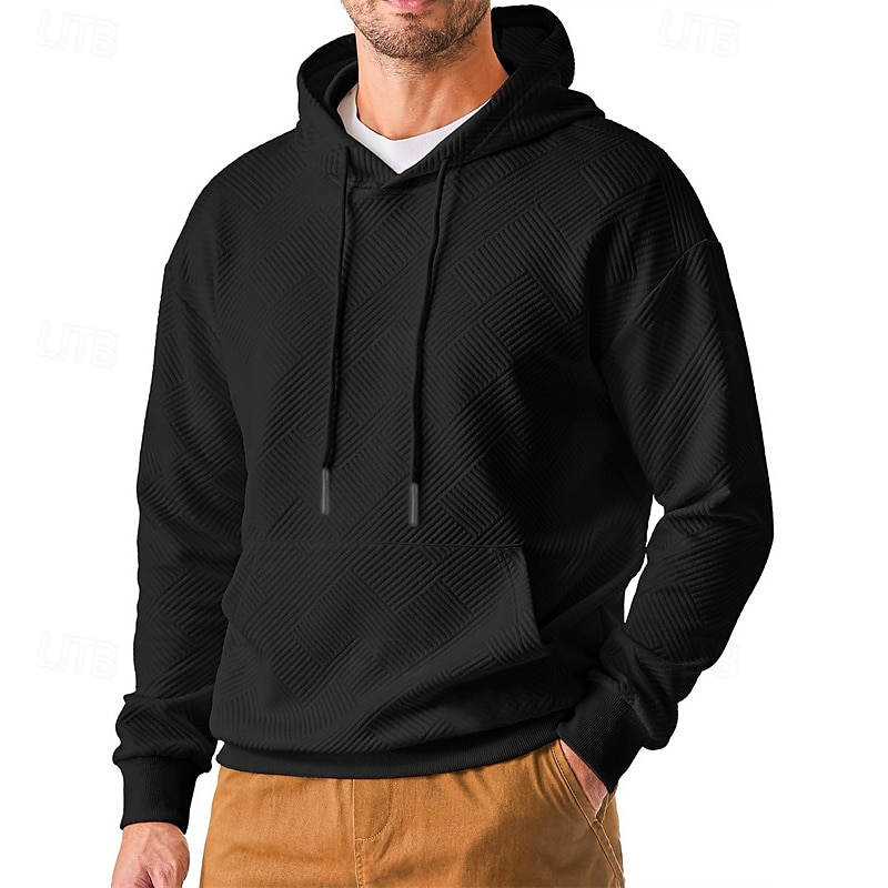 Bărbați Hanorac cu Glugă Caisă Negru Capișon Simplu Jacquard Buzunar Sporturi & Exterior Zilnic Concediu Poliester Șic Stradă De Bază Casual Vară Primăvară Îmbrăcăminte Hanorace hanorace 2025 - AU $36.39 –P11