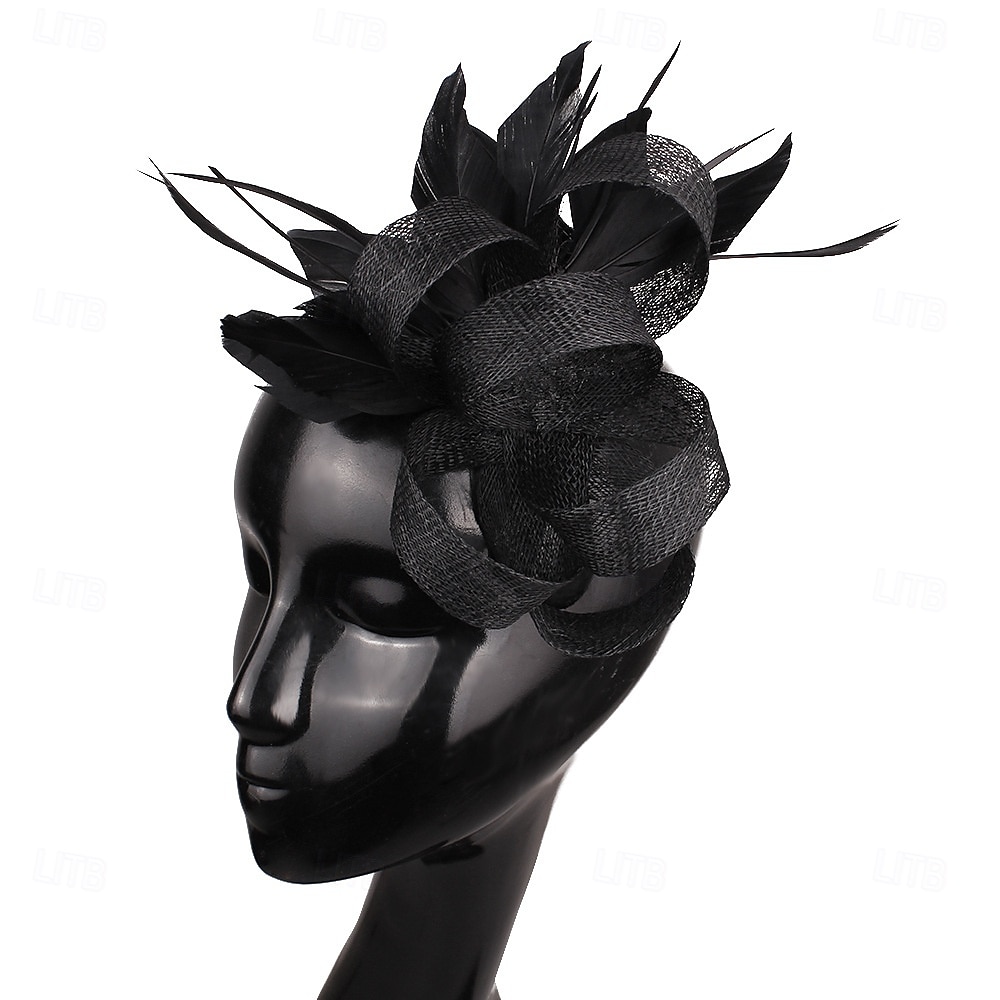 Kopfstück Federn Sinamay Hochzeit Abendgesellschaft Elegant Hochzeit Mit Feder Kopfschmuck Kopfbedeckung 2025 - $23.99 –P6