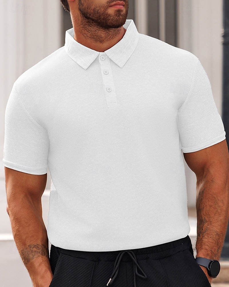 Herren Poloshirts zum Suchbegriff: "Waffel" Golfhemd Arbeit Casual Kargen Kurzarm Basic Modern Glatt Knopf Sommer Frühling Regular Fit Schwarz Weiß Gelb Rote Hellgrau Hellblau Poloshirts zum 2025 - $16.49 –P13