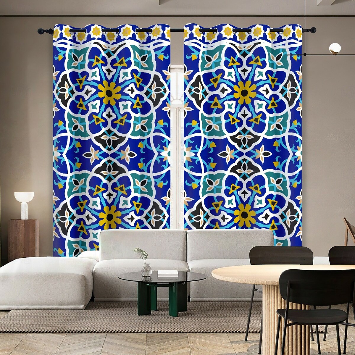 Verdunkelungsvorhänge Geometrisch Bohemian Isolierung Außen Balkon Ruhe Wohnzimmer Heimdekoration 2-teiliger Satz 3D Digitaldruck Perforiert 2025 - $30.99 –P12