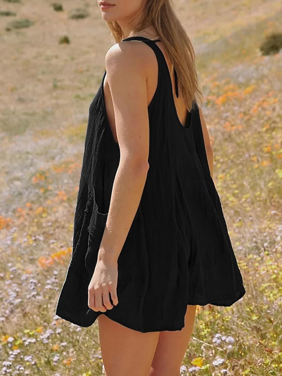 Women's Mini Dress Petite Dress Casual Dress Summer Dress Slip Dress Fashion Classic Modern Daily Beach Weekend Regular Fit Plain Sleeveless U Neck Black Navy Blue Blue Green Summer 2025 - $18.49 –P3