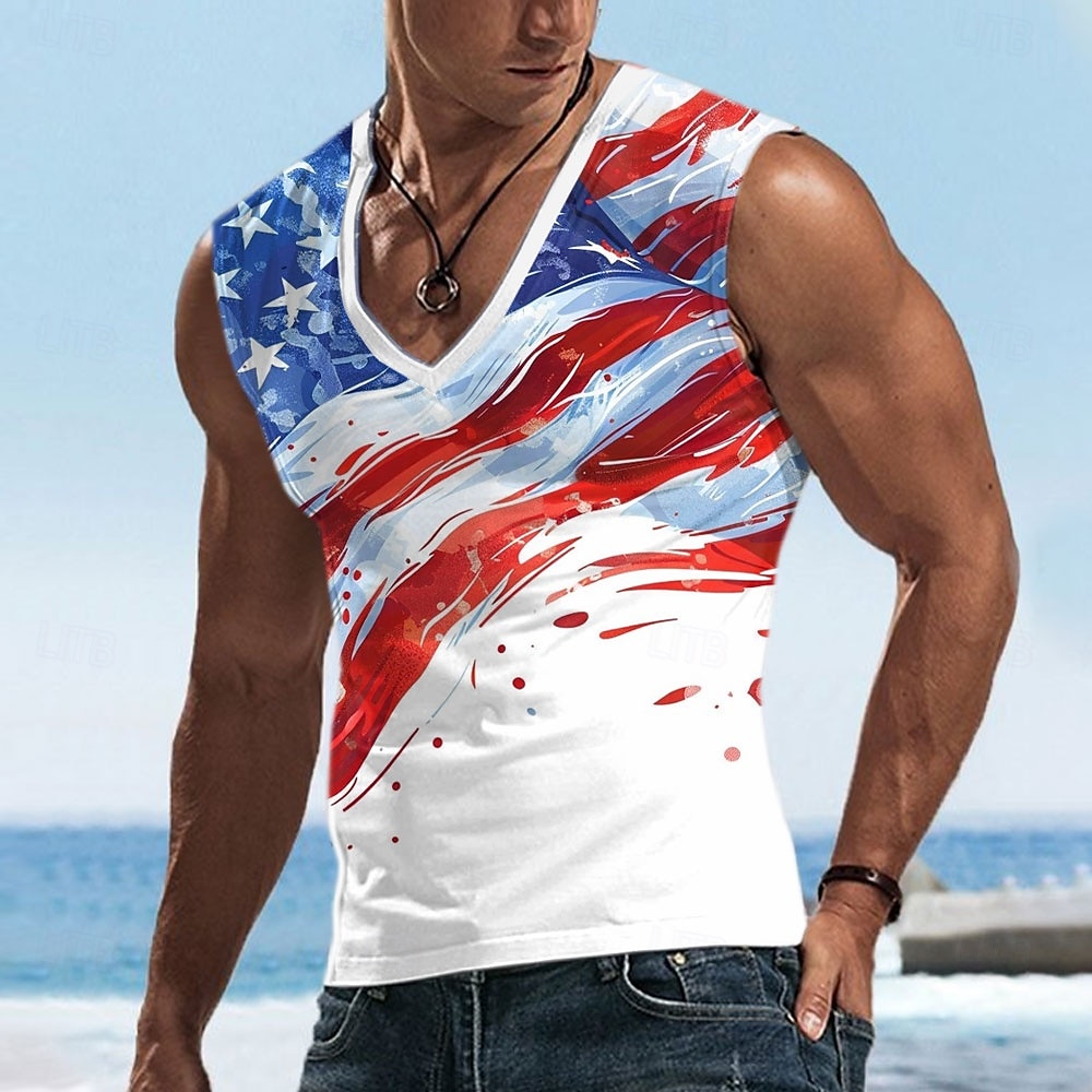 Tricouri patriotice pentru bărbați Tricou cu steagul american US Tricou cu mânecă scurtă Tricou 3D Print Tricou cu gât rotund Modă Zilnic Basic Stradal Casual Zilnic Negru Alb Albastru Vară Primăvară 2025 - $15.49 –P2
