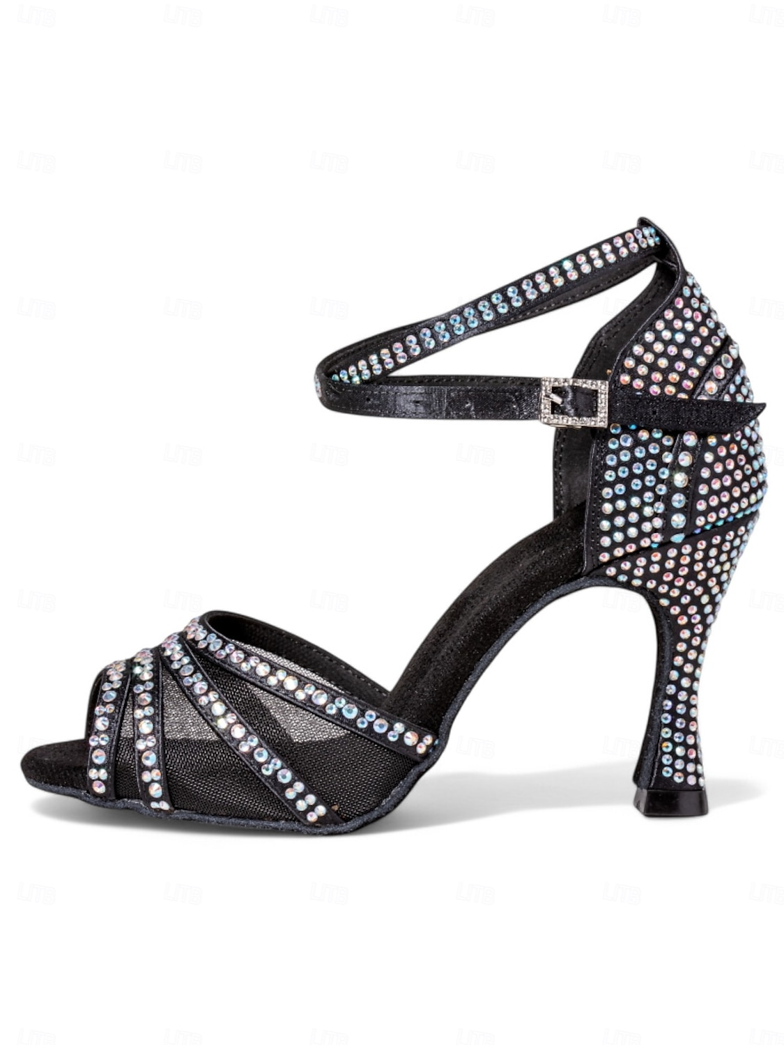 kvinners glitrende ballroomsandaler - peep toe, mesh-stropper, mellomhæl, latin salsa tango sko for konkurranse og fest 2025 - $46.99 –P6