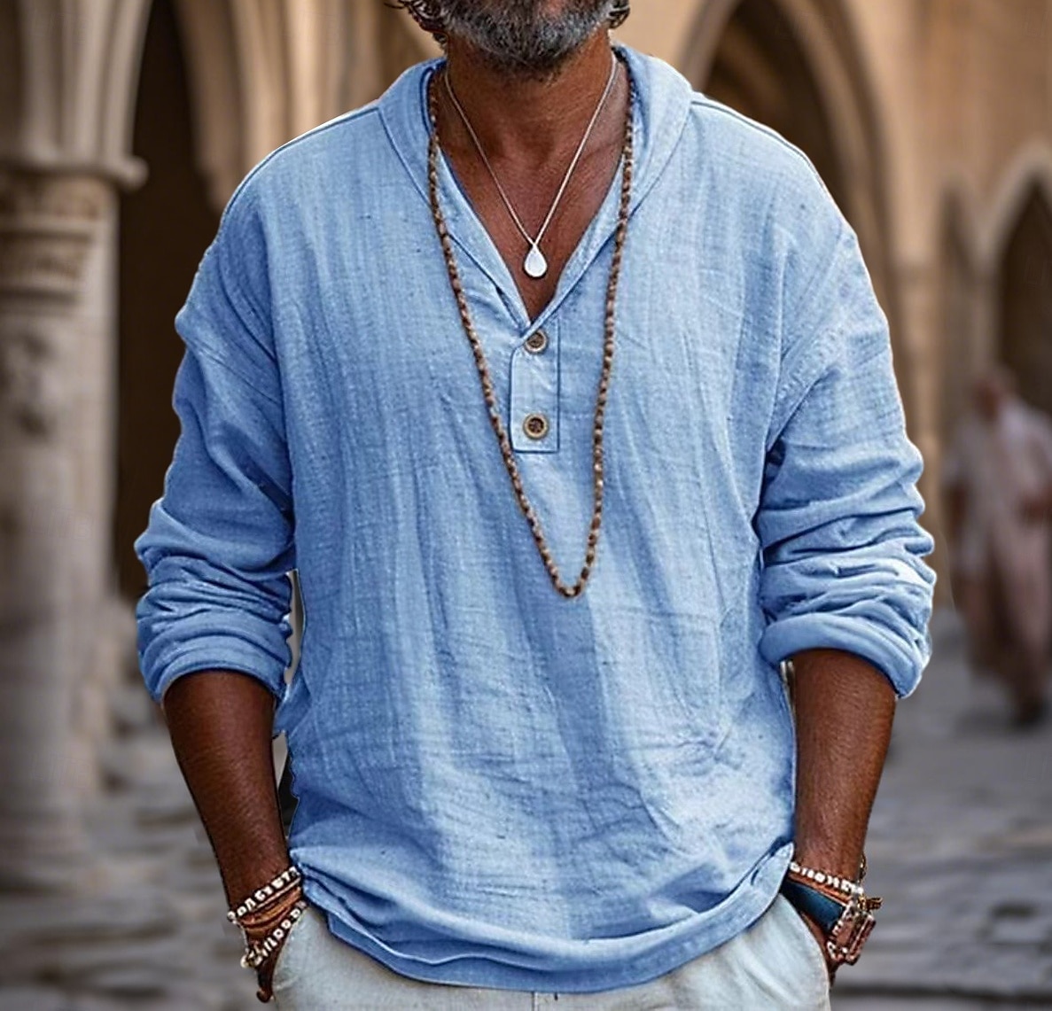 Retro Vintage Medieval Renaissance Shirt Pirate Viking Solid Color Men's Pirate Halloween Carnival Vacation Casual Daily LARP Adults' Shirt Spring & Summer 2025 - $29.99 –P10