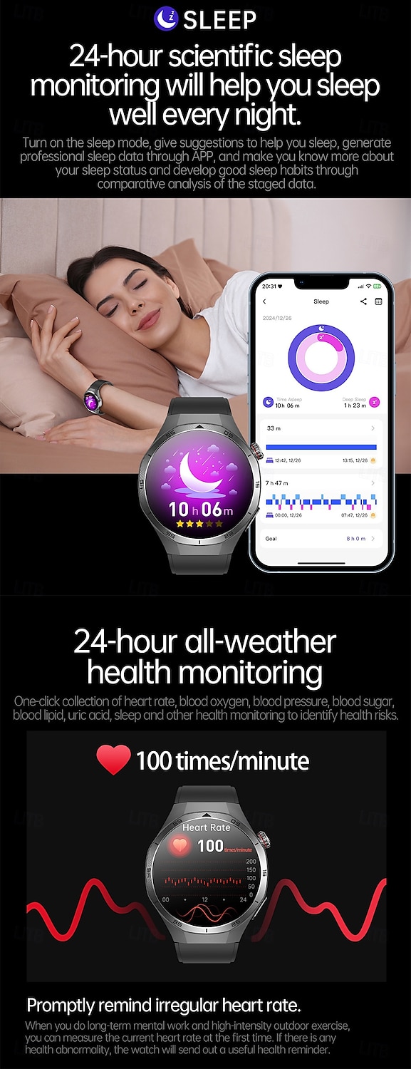 iMosi ET456 Smart Watch 1.56 inch Smartwatch Fitness Running Watch Bluetooth ECG+PPG Temperature Monitoring Pedometer Compatible with Android iOS Women Men Hands-Free Calls Waterproof Media Control 2025 - $63.99 –P9