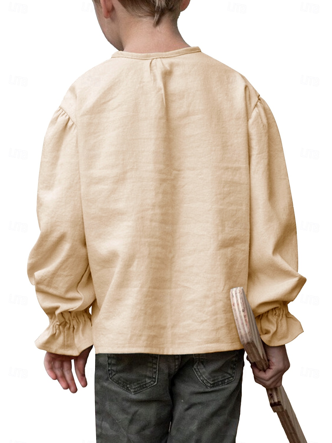 Retro Vintage Medieval Renaissance Shirt Pirate Viking Lace up Solid Color Boys Pirate Halloween Carnival Children's Day Vacation Casual Daily LARP Kid's Shirt Spring & Summer 2025 - $25.99 –P11