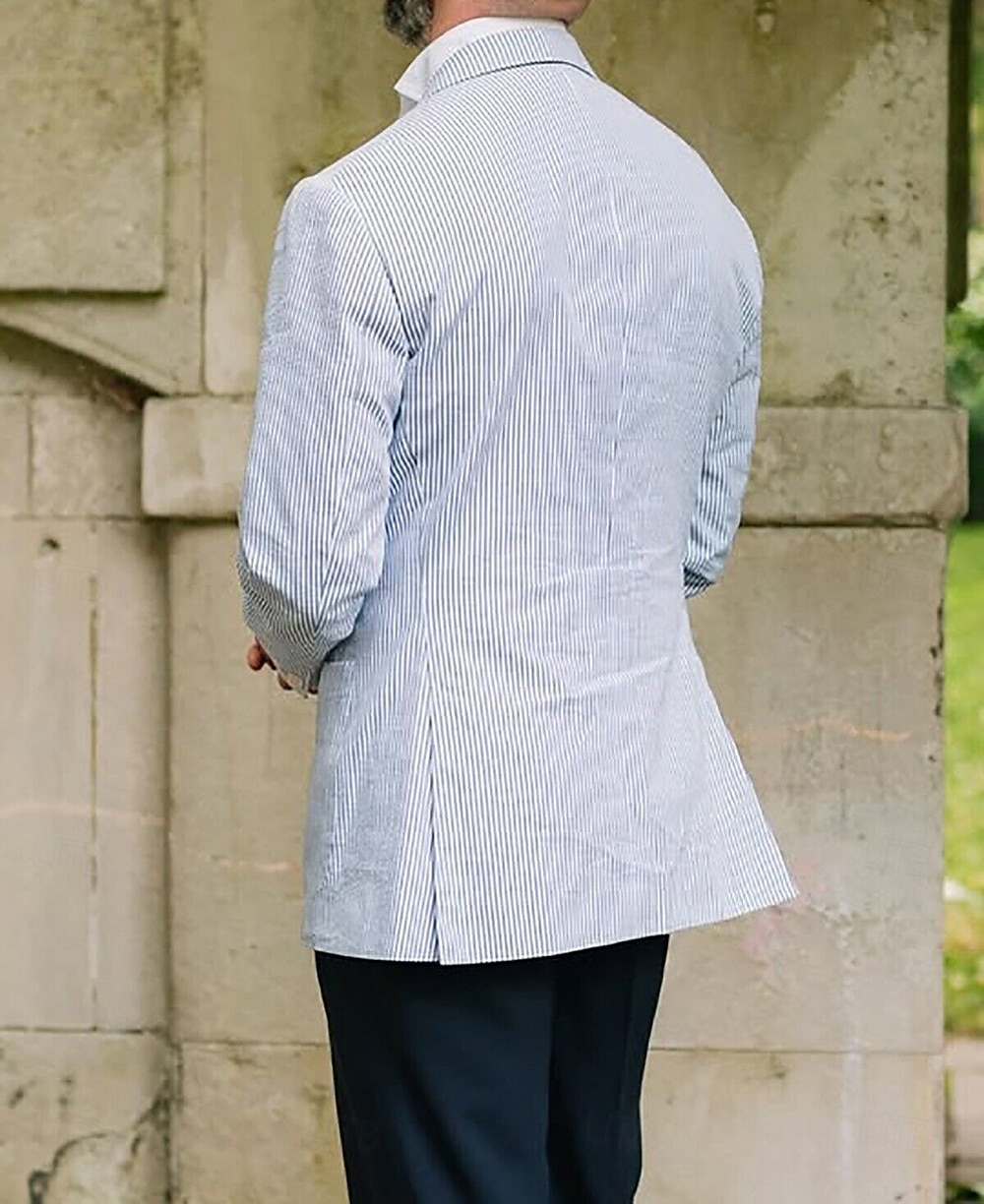 Blazer en seersucker pour hommes veste de sport mode d'été côtelée bleu ciel coupe standard de 2025 ? $75.99 –P2