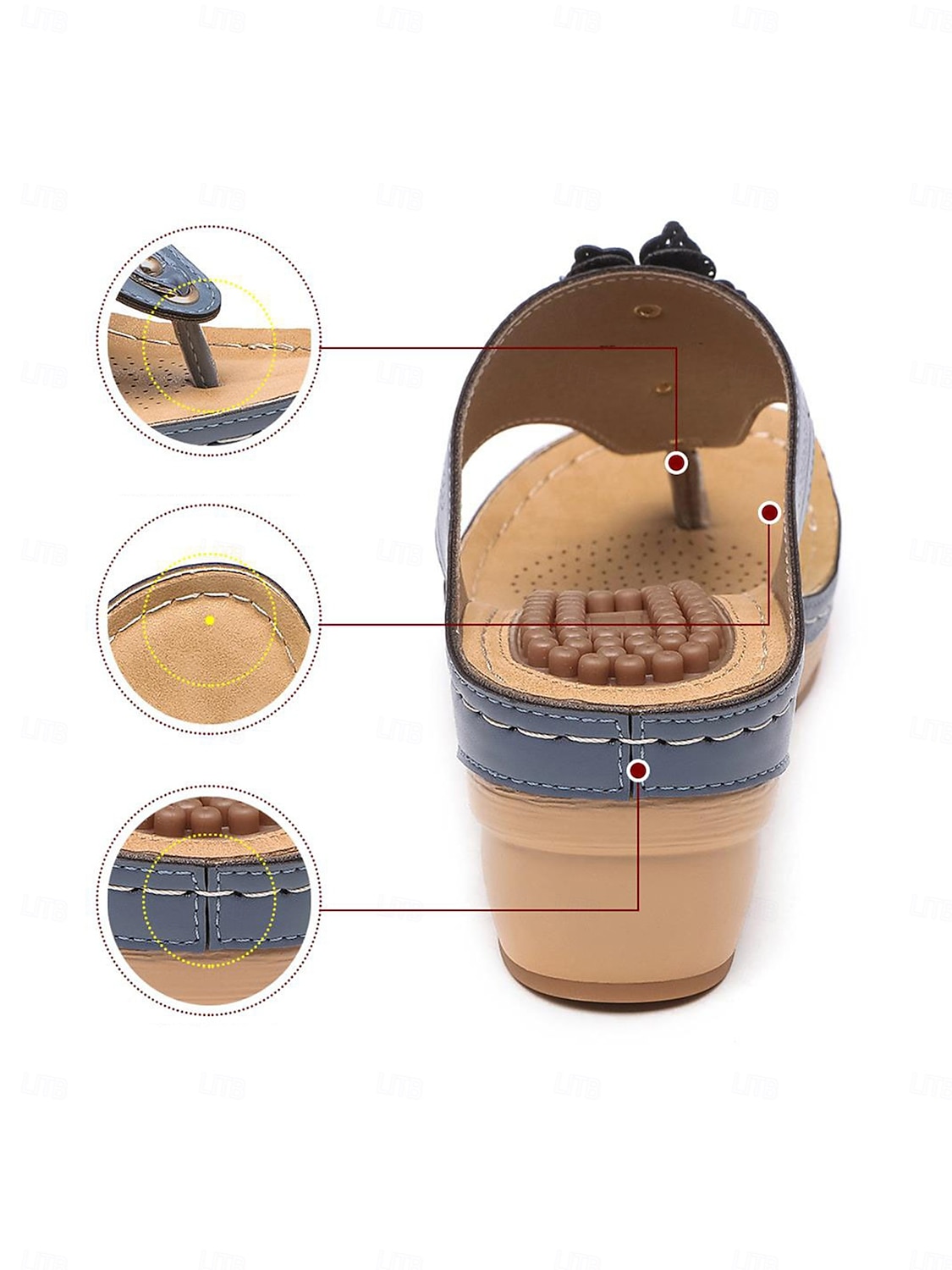 sandali infradito da donna con zeppa e plantare massaggiante – infradito bohémien floreali per un comfort casual estivo, da spiaggia e all'aria aperta del 2025 a $29.99 –P5