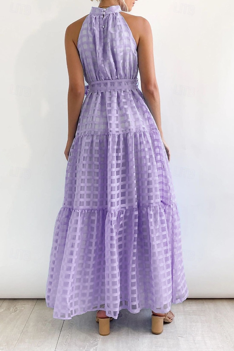 Femmes Robe Longue Maxi Robe Robe de remise des diplômes Robe à col licou Mode Moderne Fête Remise des Diplômes Date Coupe régulière Uni Sans manches Col Halter Cyan Noir Violet Claire Vert Été de 2025 ? $27.99 –P17