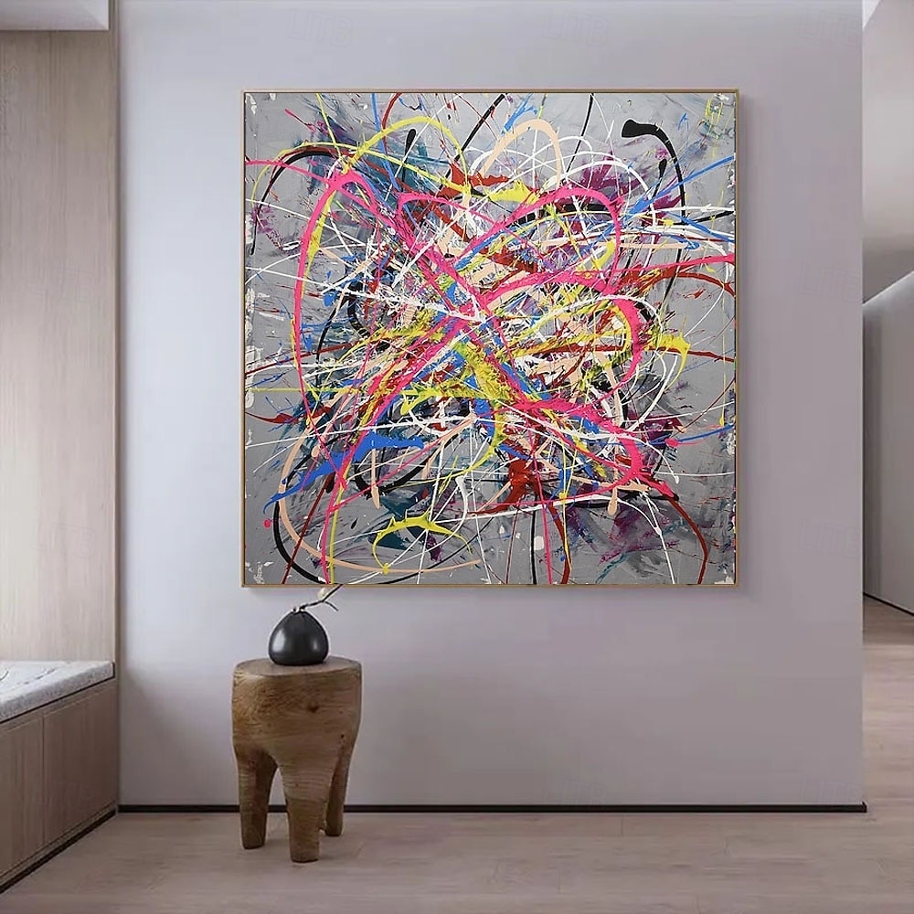 2026年 特大の手作りアクリル画、大きなオリ画、アート、カラフルな