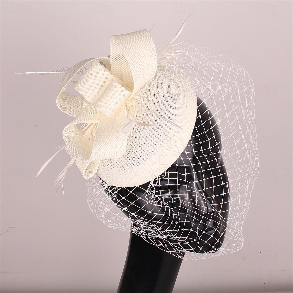 Kopfstück Federn Sinamay Hochzeit Abendgesellschaft Elegant Hochzeit Mit Feder Kopfschmuck Kopfbedeckung 2025 - $20.99 –P7