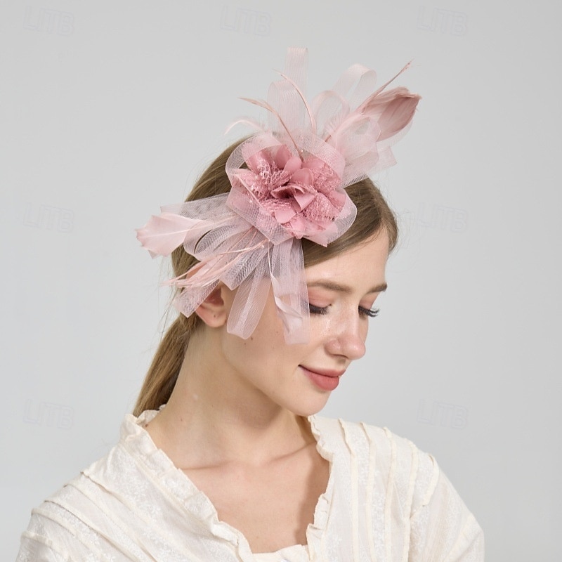 Kopfstück Tüll Federn Hochzeit Abendgesellschaft Elegant Hochzeit Mit Feder Kopfschmuck Kopfbedeckung 2025 - $16.49 –P4