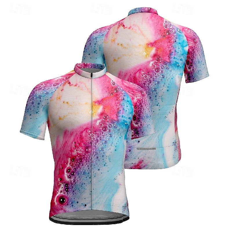 Herren Radtrikot Kurzarm Fahhrad T-Shirt Trikot mit 3 Gesäßtaschen Mountainbike MTB Atmungsaktiv Schnelltrocknend Anatomisches Design Feuchtigkeitsableitend Blau Fuchsie Farbverlauf Sport Bekleidung 2025 - $25.99 –P7