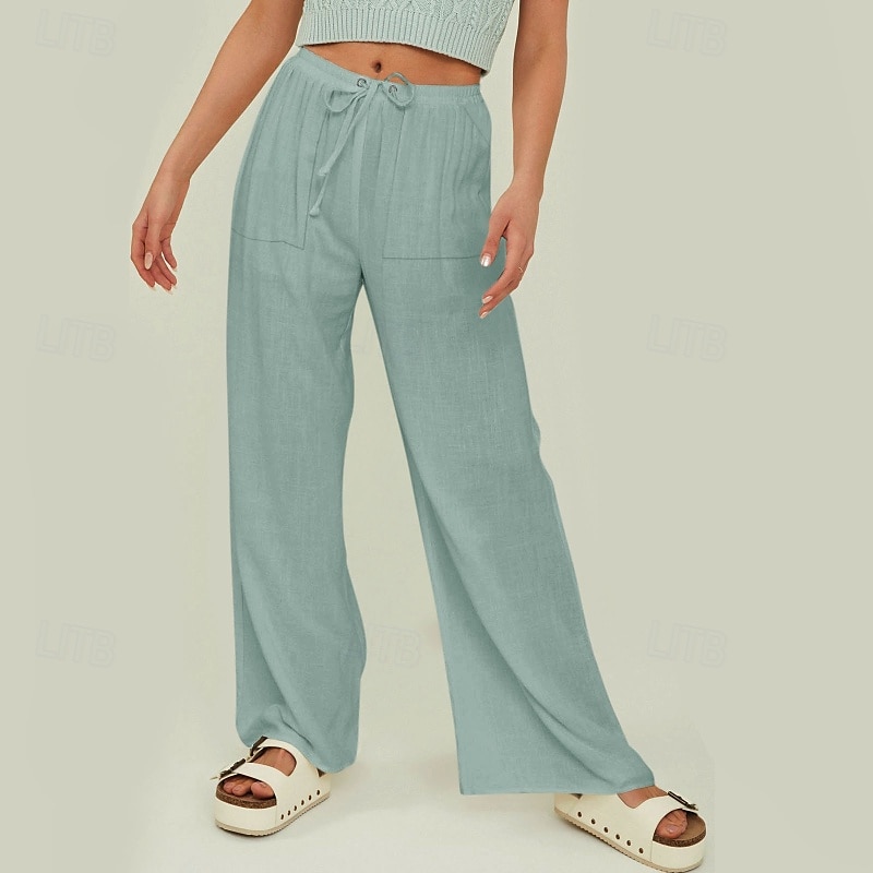 Femmes Short en coton et lin Pantalon inspiré du lin Pantalon en coton et lin Streetwear Occasionnel Longueur complète Naturel Uni Avec Poches Conception à cordon élastique Confortable Extérieur Rue de 2025 ? $24.99 –P12