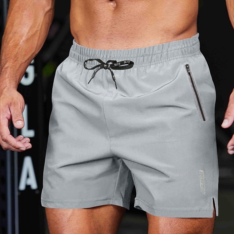 Men's Athletic Shorts Shorts Running Shorts Gym Shorts Sport Daily Quick Dry High Stretch Comfortable Pocket Drawstring Elastic Waist Letter Short Gymnatics Casual Activewear Black Navy Blue 2025 - $16.49 –P8