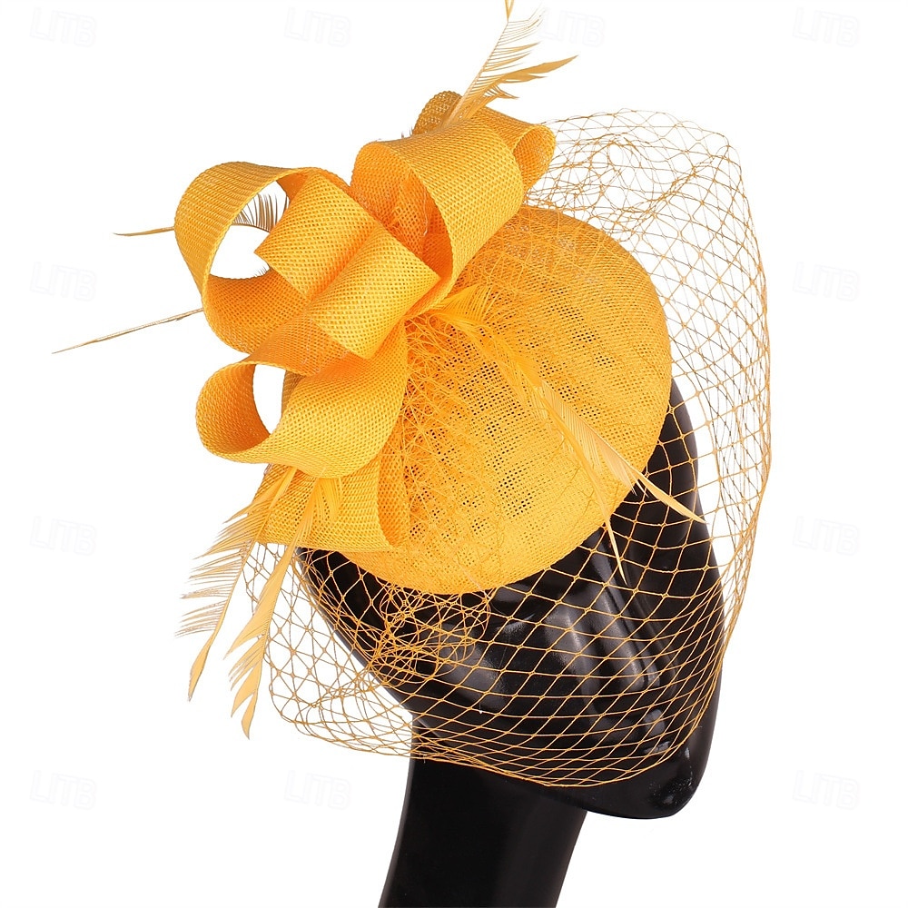 Kopfstück Federn Sinamay Hochzeit Abendgesellschaft Elegant Hochzeit Mit Feder Kopfschmuck Kopfbedeckung 2025 - $20.99 –P8