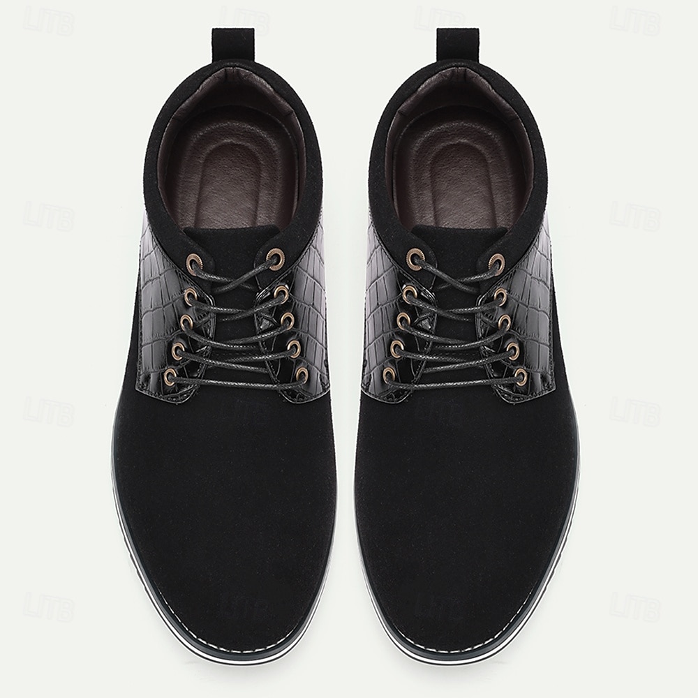 Chaussures habillées noires à lacets pour hommes avec motif crocodile, élégantes et stylées pour les réunions d'entreprise et sociales de 2025 ? $42.99 –P4