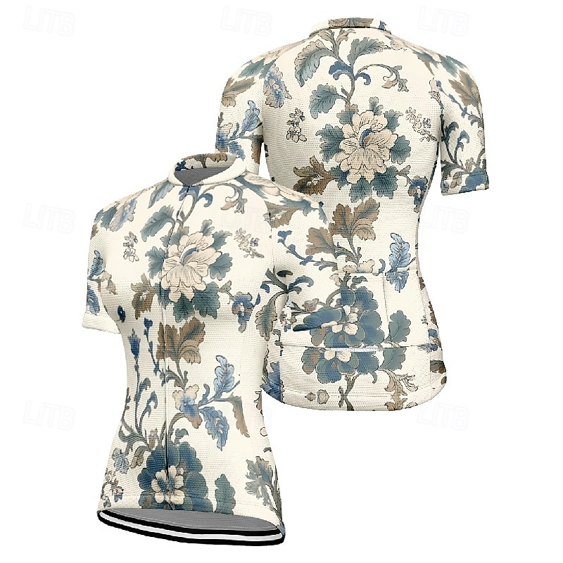 Mujer Maillot de Ciclismo Flor Manga Corta Bicicleta Camiseta Maillot con 3 bolsillos traseros MTB Bicicleta Montaña Secado rápido Diseño Anatómico Capilaridad Transpirable Deportes Amarillo Rosa Azul 2026 - $23.99 –P10