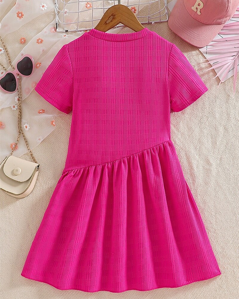 Děti Dívčí Šaty Králíček Krátký rukáv Venkovní Ležérní Módní Rozkošný Polyester Délka ke kolenům Volnočasové šaty Áčkové šaty Léto 4 roky + Sytě červená 2025 - $18.49 –P2