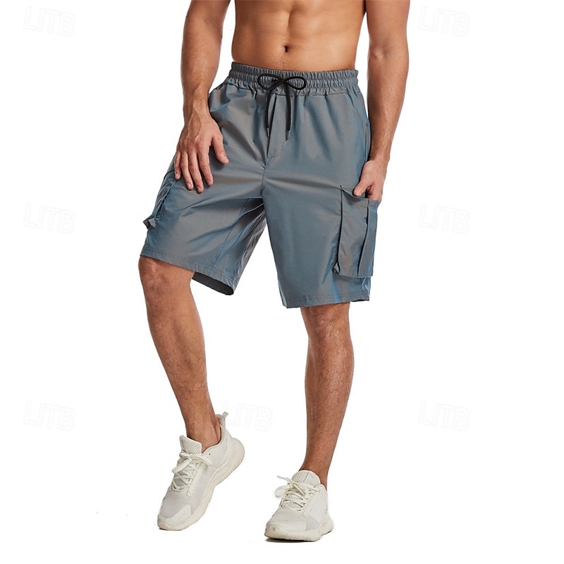 Men's Cargo Shorts Shorts Bermuda shorts Casual Shorts Baggy Multi Pocket Straight Leg Plain Breathable Moisture Wicking Knee Length Outdoor Casual Running Fashion Streetwear Red Blue Micro-elastic 2025 - $25.99 –P4
