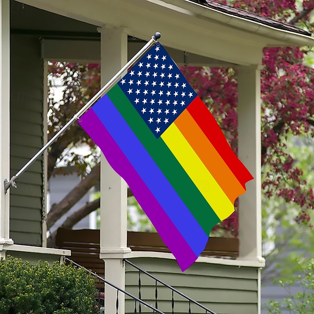 2025年 6月プライド月間 LGBTQ LGBT プライドフラッグ レインボー ハッピープライド屋外装飾 屋内用 グロメット付き 家庭 庭装飾 休日バナーサイン  コレクション – $10.49 –P3