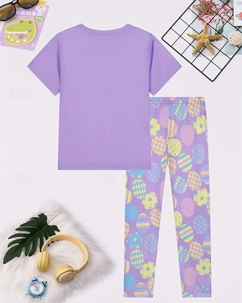 Páscoa Para Meninas 3D Gráfico Coelho Conjuntos de pijama Conjuntos de pijama com camiseta e calça Manga Curta Impressão 3D Verão Primavera Ativo Básico Infantil 4 anos + Gola Redonda Casa Diário de 2025 por $17.99 –P2