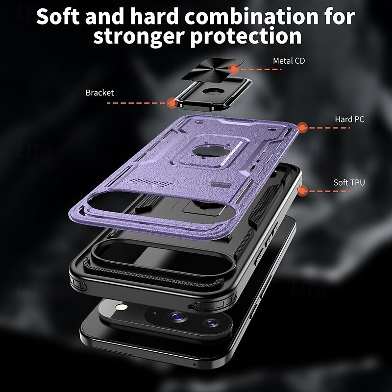 Phone Case For Google Pixel 9 Pro Pixel 9 Pro XL Pixel 9 Back Cover Ring Holder Magnetic Shockproof Retro TPU PC 2025 - $13.99 –P11