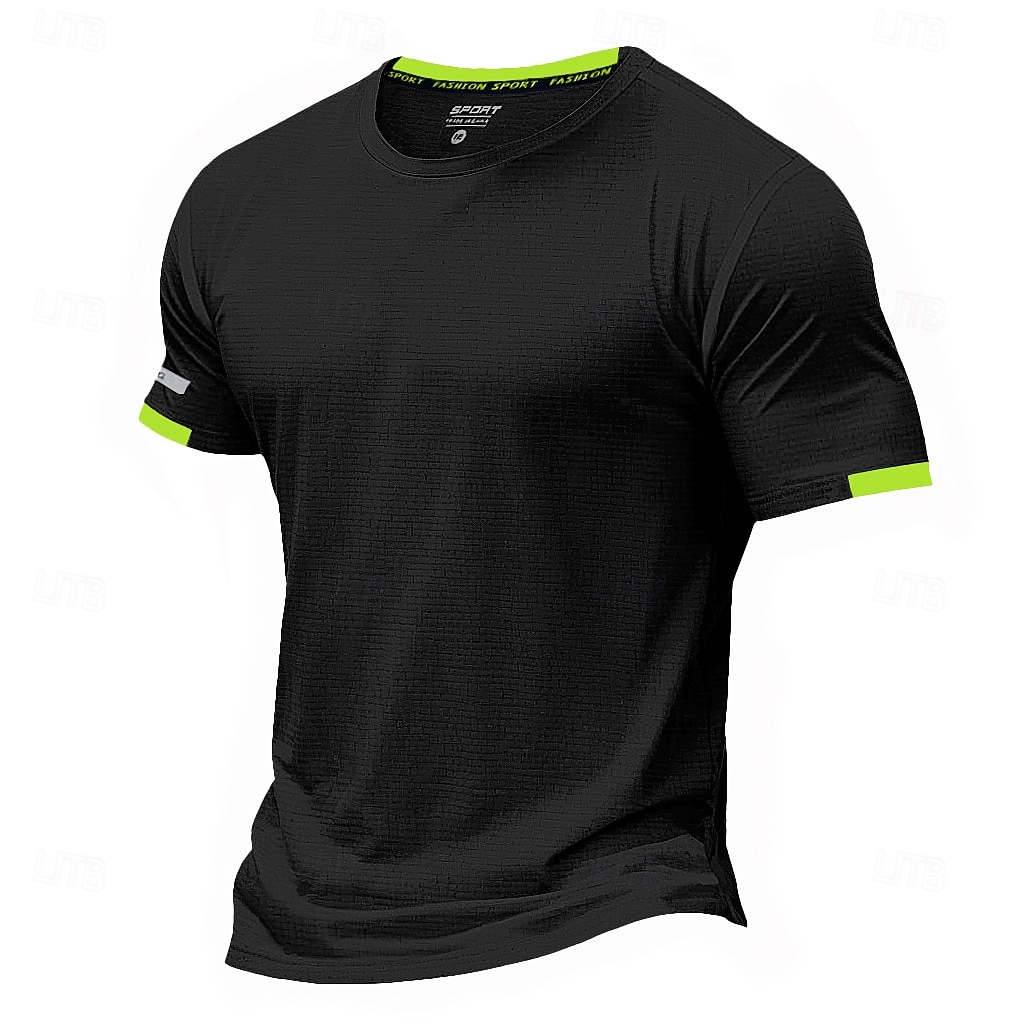 2025年 男性用 Tシャツ マッスルシャツ 半袖 クルーネック 夏 活発的 クラシック スポーツ ランニング ライトブルー ブラック ライトグリーン メンズトップTシャツ  コレクション – $11.49 –P11