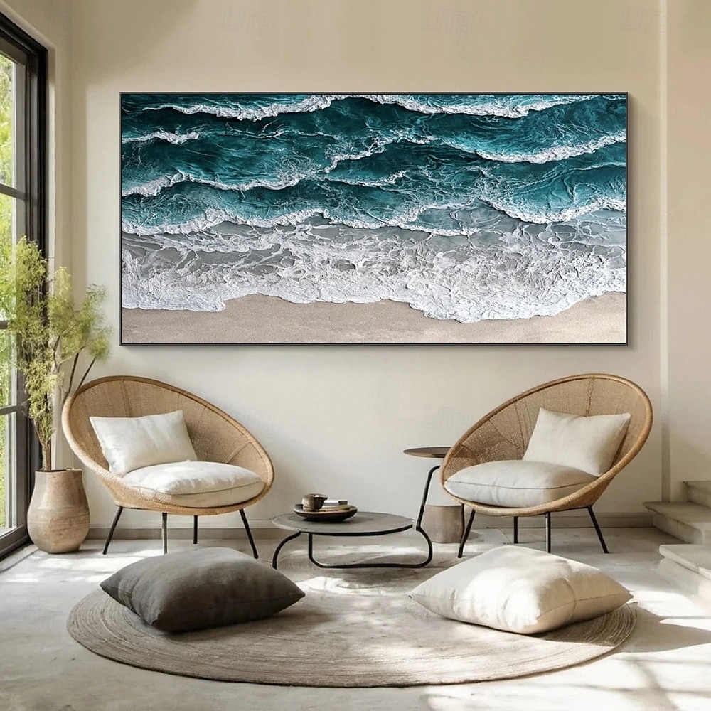 handgemaltes 3D-Strukturgemälde auf Leinwand, handgefertigtes Ölgemälde, Ozeangemälde, Meereswellengemälde, Kunstwerk, Wandkunst, Gemälde, moderne Kunst für Schlafzimmer, Wanddekoration, Modekunst 2025 - $69.99 –P3