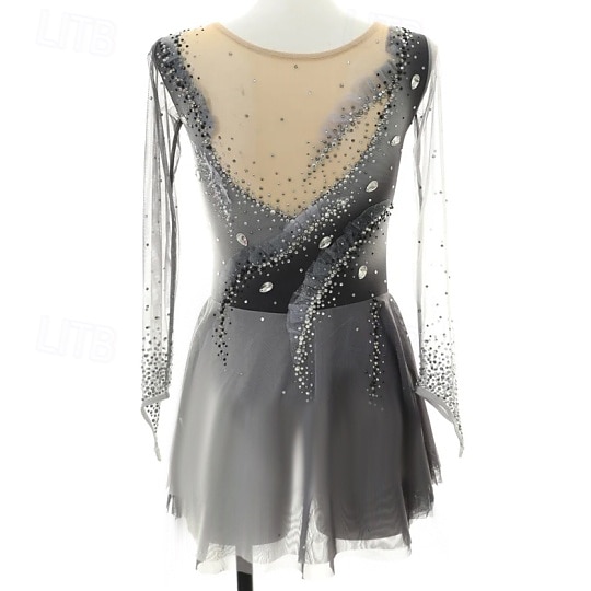 Vestito da pattinaggio artistico Per donna Da ragazza Pattinaggio sul ghiaccio Vestiti Grigio+Bianco Foro per pollice tintura sfumata Elevata elasticità Professionale Competizione Vestiti da del 2025 a $331.69 –P2