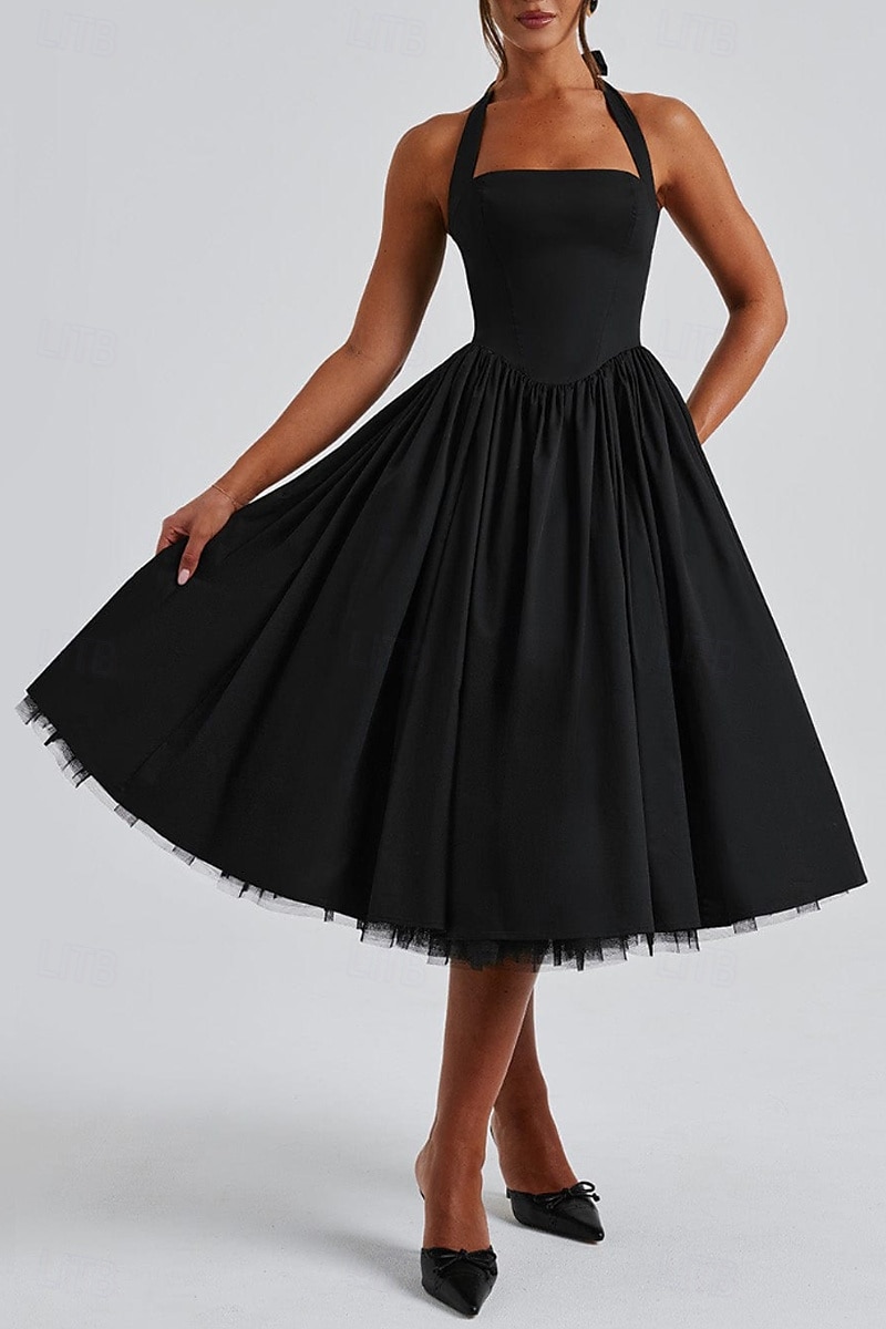 Pentru femei Rochii Midi Rochie albă Rochie de absolvire Modă Modern Zi de Naștere Concediu Absolvire Fit regulat Simplu Fără manșon Gâtul halter Negru Alb Roșu-aprins Vară 2025 - $32.99 –P10