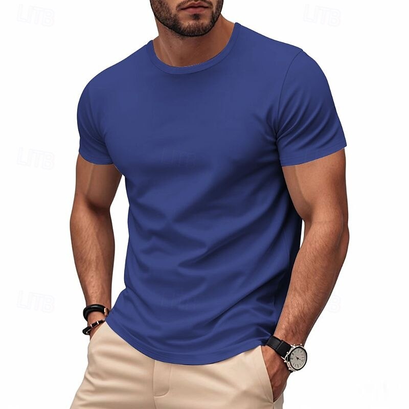 Per uomo Maglietta Camicia a Maniche Corte Manica Corta Girocollo Primavera & Autunno Colore Solido / Tinta Unita Moda Designer Asciugatura Rapida Vacanza Streetwear Uscire Nero Bianco Rosso del 2025 a $12.49 –P1