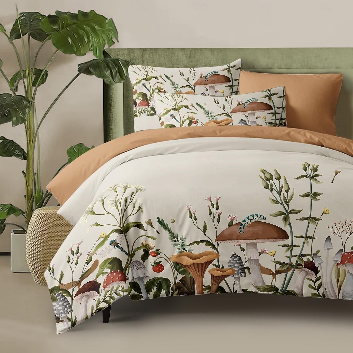 Mushrooms Plants Duvet Cover Full Size Bedding Set Bed Sets Quilt Cover Soft Lightweight Comforter Cover with 2 Pillowcases for Summer Spring 2025 - $60.99 –P8