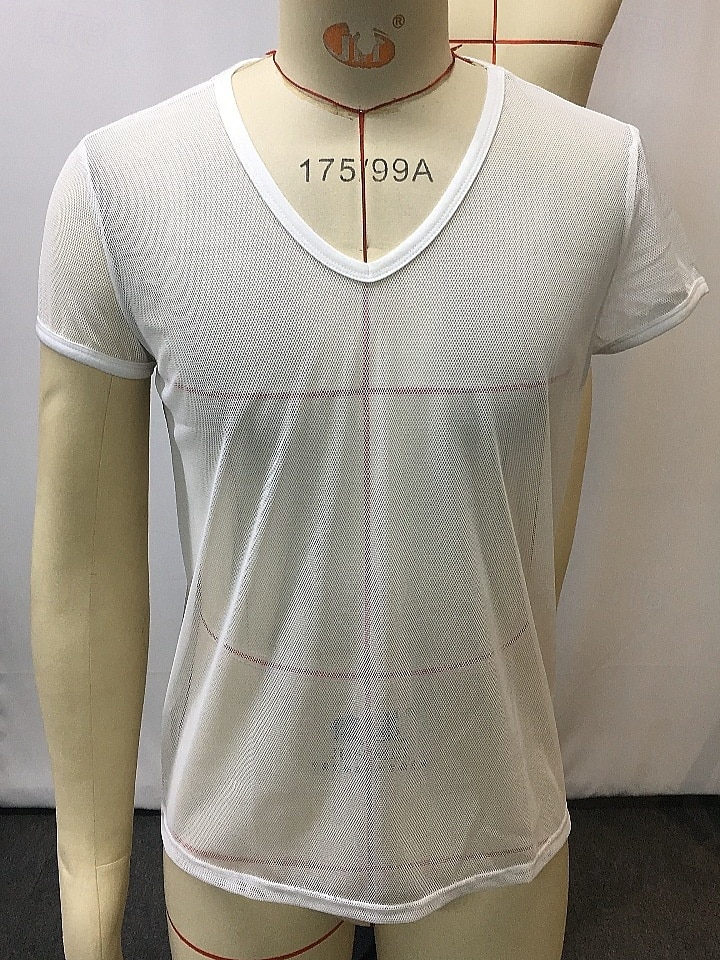 Herren T Shirt T-Shirt Kurze Ärmel V Ausschnitt Sommer Einfarbig Mode Designer Basic Netz Urlaub Straße Ausgehen Weiß Top T-Shirt für Herren 2025 - $21.99 –P2
