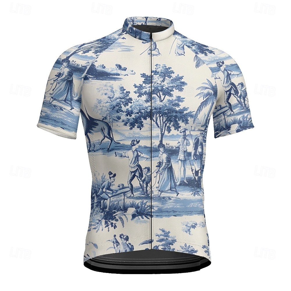 Homme Maillot Velo Cyclisme Manche Courte Cyclisme Tee-shirt Maillot avec 3 poches arrière VTT Vélo tout terrain Respirable Séchage rapide Conception anatomique Mèche Blanche Bleu Graphic Des sports de 2025 ? $20.79 –P10
