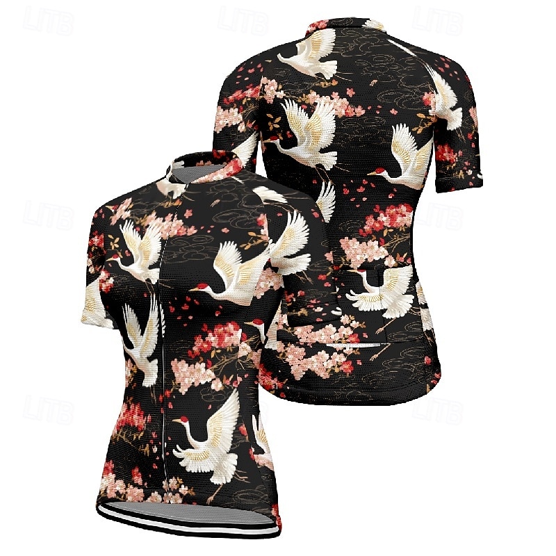 Női Biciklis ruházat Állat Virág Rövid ujjú Kerékpár Póló Dzsörzé 3 hátsó zsebbel Hegyi biciklizés Gyors szárítás Anatómiai tervezés Bélfonalszövet Légáteresztő Sport Fekete Piros Tengerészkék Ruházat 2026 - $23.99 –P6