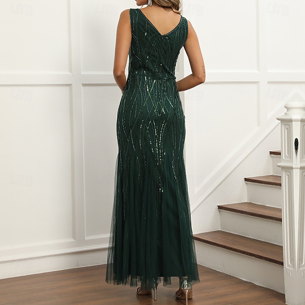 Retro Řvoucí 20s 20. léta 20. století Bubenové šaty Šaty Šaty na vánoční večírek Velký Gatsby Flitry Síťka Maškarní kostým Dámské Karneval Plesová maškaráda Svatební Svatební host loučení se svobodou 2025 - $65.99 –P3