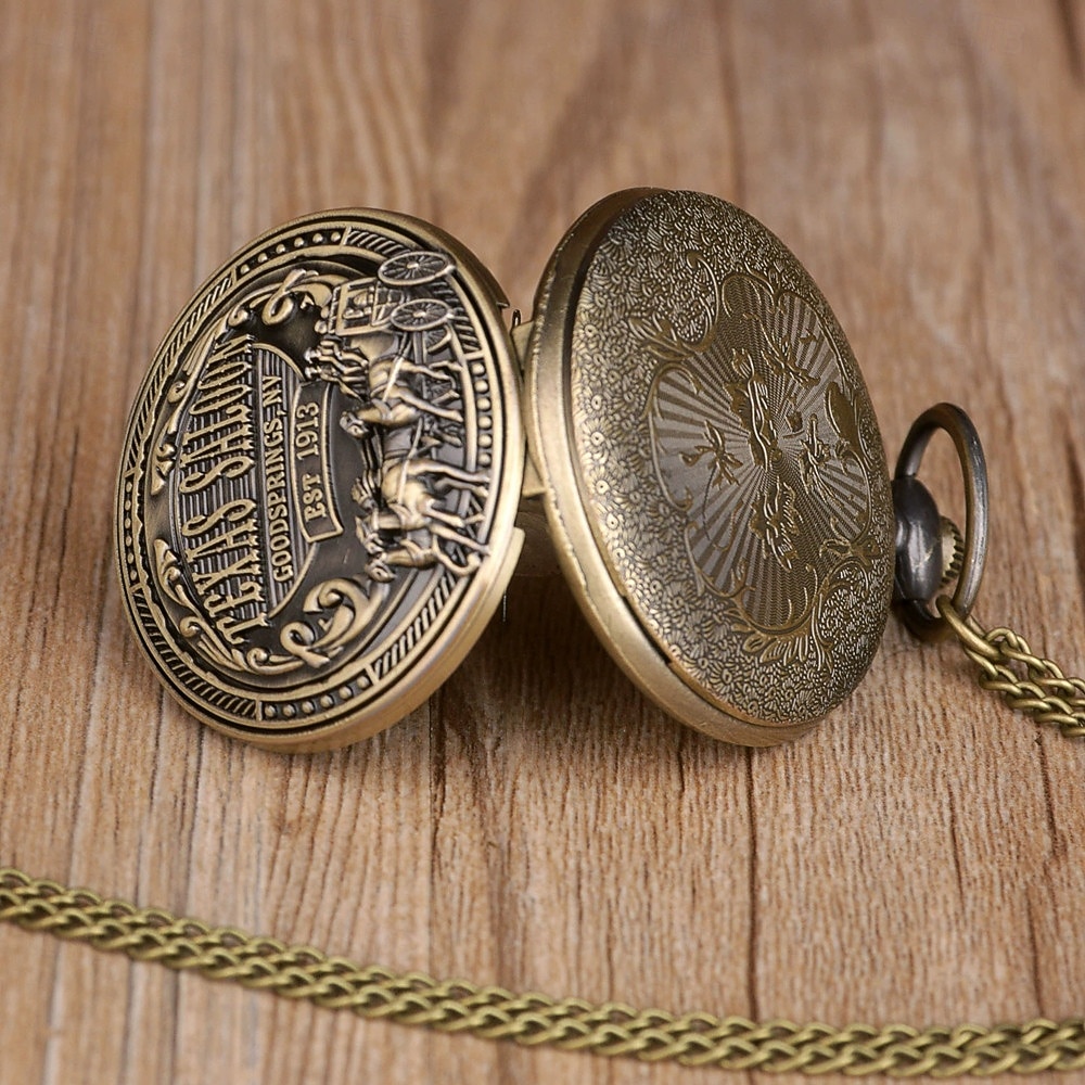 Relógio de bolso quartz masculino e feminino com distintivo de carruagem de cowboy ocidental 1913 Melhor presente de festival Relógio para estudantes de 2026 por $16.99 –P4